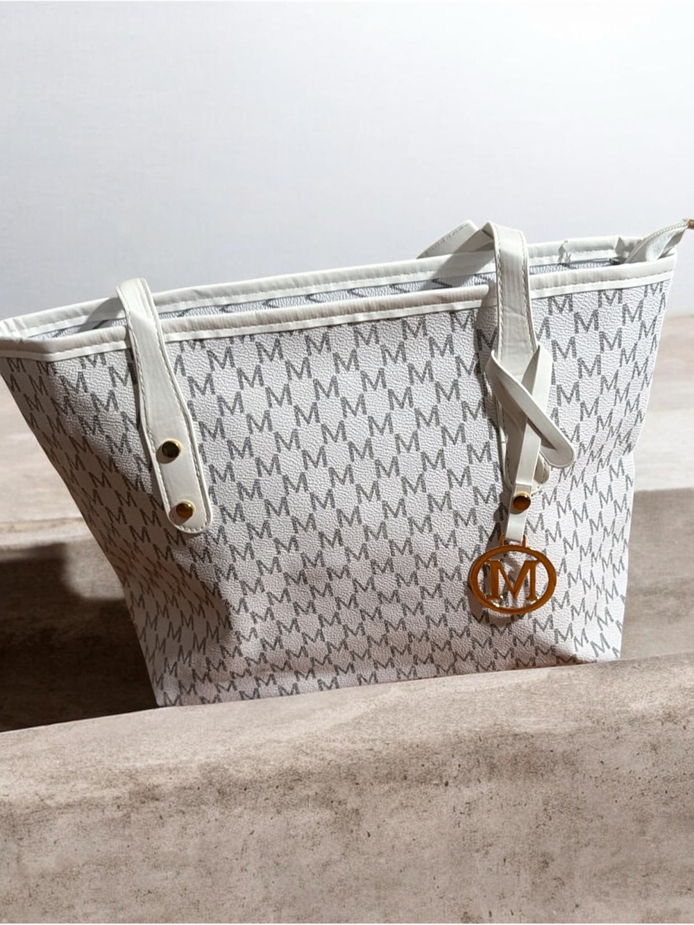 White Logo-Print Tote Bag